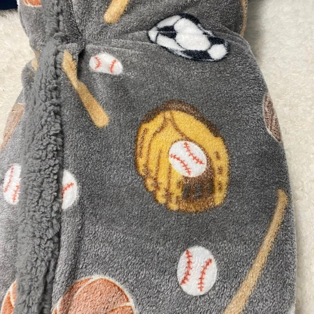 Gray Sports Glow in the Dark Reversible Sherpa Throw.